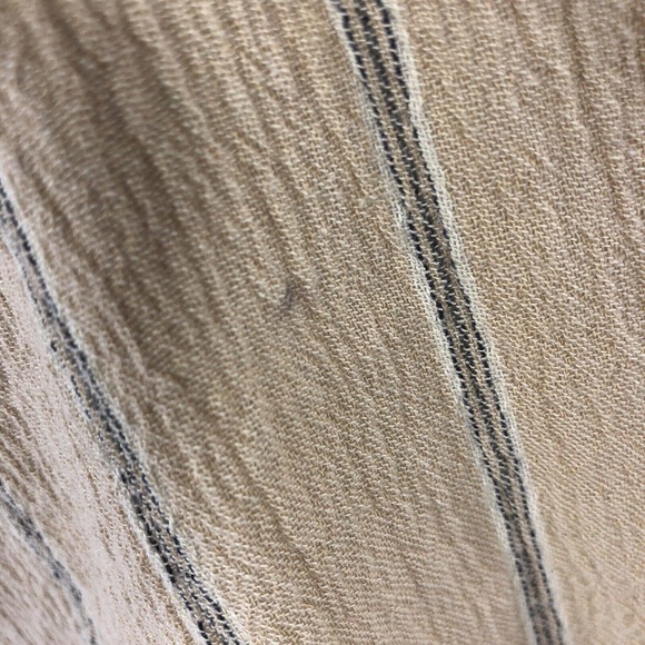 URBAN OUTFITTERS SHIRT WOMENS SMALL COLLARED STRIPED LONG SLEEVE BEIGE 1/4 BUTTN - Picture 3 of 13